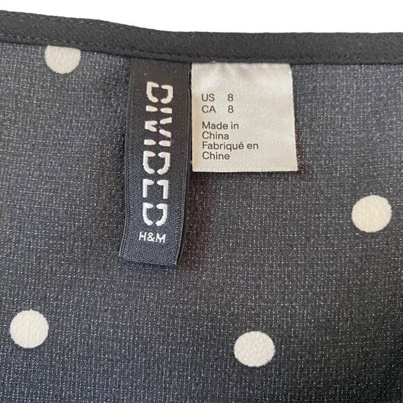 H&M Black & White Polka Dot Jumpsuit Wide Leg Elastic Waist Women's Size 8 - Picture 3 of 8